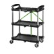 Servante mobile pliable 3 plateaux avec structure aluminium, roulettes et rangement pour atelier et garage