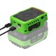 Chargeur sans fil sur batterie 20 V avec induction 8,5 W, ports USB-A et USB-C et éclairage LED 4 niveaux
