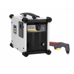 Découpeur plasma modèle EASYCUT K35 PFC, 35 A avec compresseur, torche 4 m, coupe jusqu'à 15 mm sur acier, inox et aluminium