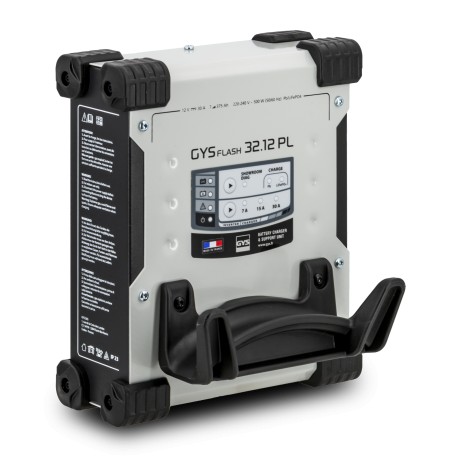 Chargeur de batterie modèle GYSFLASH Vertical 32.12 PL, 30 A 12 V pour batteries plomb et lithium LiFePO4 avec mode diagnostic