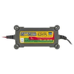 Chargeur de batterie modèle GYSFLASH 6.24 PL, 6 A 24 V pour batteries plomb, lithium-ion et LiFePO4 avec maintien de charge