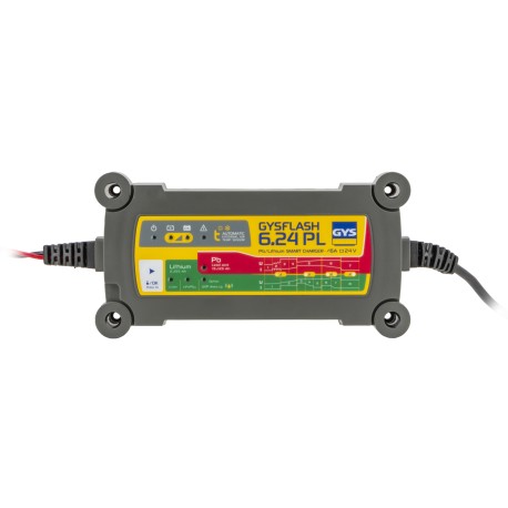 Chargeur de batterie modèle GYSFLASH 6.24 PL, 6 A 24 V pour batteries plomb, lithium-ion et LiFePO4 avec maintien de charge