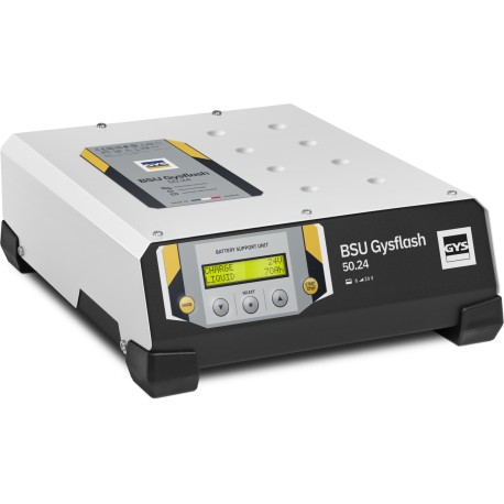 Chargeur de batterie modèle GYSFLASH 50.24 HF, 50 A 6 V, 12 V et 24 V avec alimentation pour batteries plomb et LiFePO4