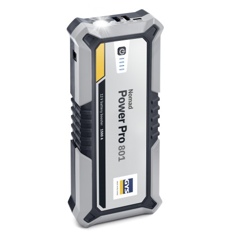Booster de démarrage lithium modèle NOMAD POWER PRO 801, 12 V 850 A avec batterie externe 74 Wh et lampe LED