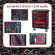 Servante d'atelier 7 tiroirs composée de 176 outils - modules carbone - Drakkar Tools - 83878