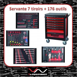 Servante d'atelier 7 tiroirs composée de 176 outils - modules carbone - Drakkar Tools - 83878