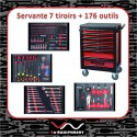 Servante d'atelier 7 tiroirs composée de 176 outils - modules carbone