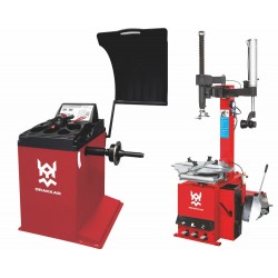 Lot démonte pneu semi-automatique VL/VU avec bras d'assistance et équilibreuse semi-automatique pour roues VL - 230V