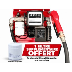 Station gasoil murale 230V 60 L/min avec filtre, compteur mécanique, pistolet automatique et tuyau 6 m - Drakkar
