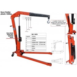 Grue de levage d'atelier pliante 1000 kg - Drakkar Equipement