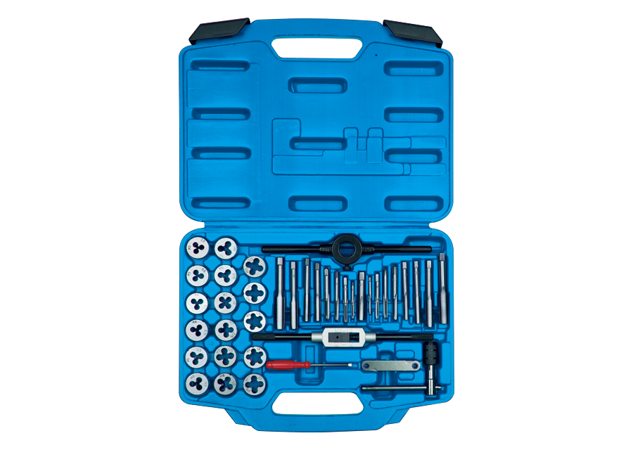 Set de 31 tarauds et filières dans un coffret en métal ALYCO