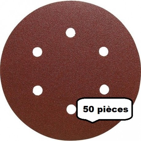 Disque abrasif velcro 150mm 6 trous - lot de 50pc - LEMAN