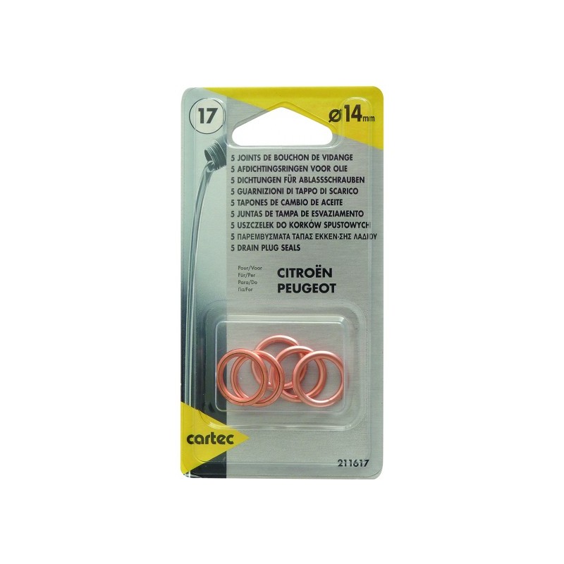 5 Joints de vidange métalloplastique PSA Ø 14mm