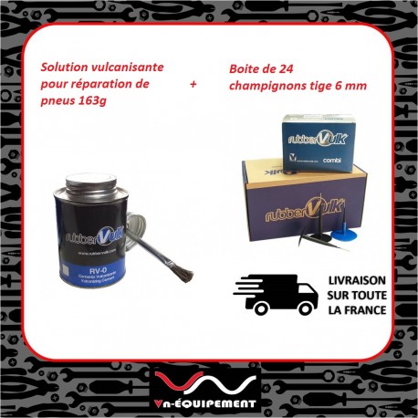 Colle pour réparation de pneus + 24 champignons tige 6mm - VNEQUIPEMENT