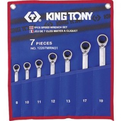 Trousse de clés mixtes à cliquet métriques - 7 pièces - King Tony - 12207MRN01