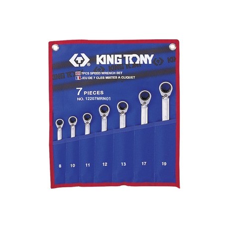 Trousse de clés mixtes à cliquet réversible avec jonc de retenue, métriques - 7 pièces