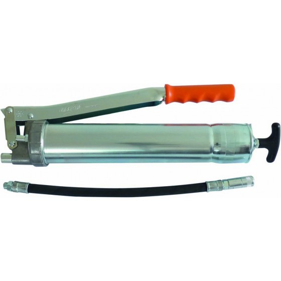 Pompe à graisse manuelle avec flexible renforcé /agrafe et valve de