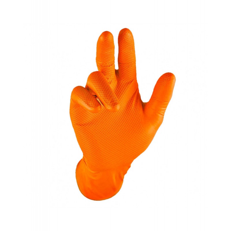 Gants jetables nitrile non poudrés Orange Texturé, Bricolage Mécanique