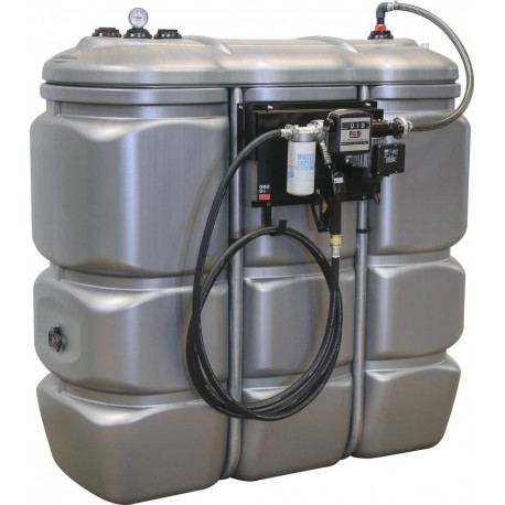 Cuve stockage gasoil PEHD DP 1500 litres avec station à gasoil 230V 56L/min