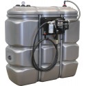 Cuve de stockage 1500L gasoil PEHD DP avec station à gasoil 230V 56L/min