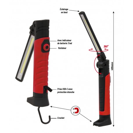 Baladeuse d'atelier rechargeable LED