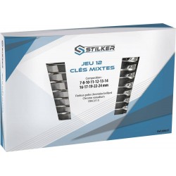 Jeu de 12 clés mixtes 7, 8, 10, 11, 12, 13, 14, 16, 17, 19, 22, 24mm stilker 68637