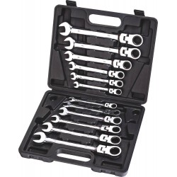 Coffret de clé mixte articulées à cliquet de 8 à 19mm 72 dents stilker 12715