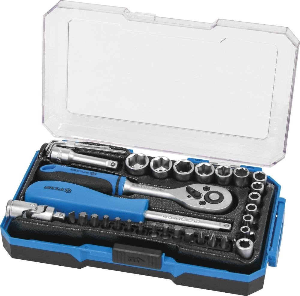 Coffret Clé + Douilles - HAZET - 163-379-38 - 38 Pièces - Métrique 3/8" (10 Mm) - Qualité Professionnelle - Auto