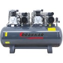 Compresseur fixe 2 tetes de compression 270 L 2 x 3 CV à courroie 230 V avec double tête en fonte et pression 10 bar