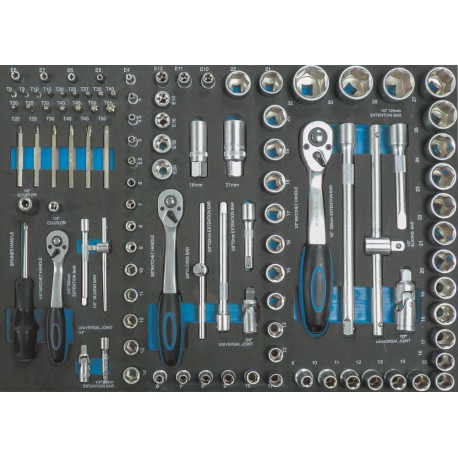 Module mousse 550x400mm douilles, cliquets 1/2" - 1/4" - 109 pcs