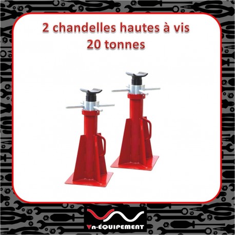 Lot De 2 Chandelles 22 Tonnes - Hauteur Réglable 314 à 498 Mm - Pour Camions, Machines Agricoles