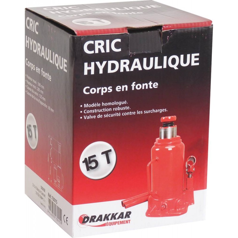 Cric bouteille hydraulique corps en fonte 50 tonnes - DRAKKAR EQUIPEMENT  S13126 - MATOUTILS