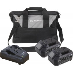 Pack de 2 batteries + chargeur rapide + sac de rangement pour électroportatif Schneider