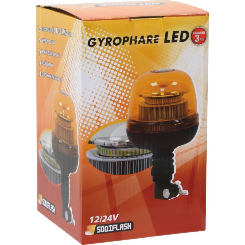 Gyrophare LED double flash 12/24V 20W tige flexible - Sodiflash