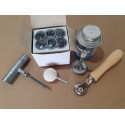 Kit réparation de pneus avec 24 champignons 6 mm, colle 225 ml, meule, roulette