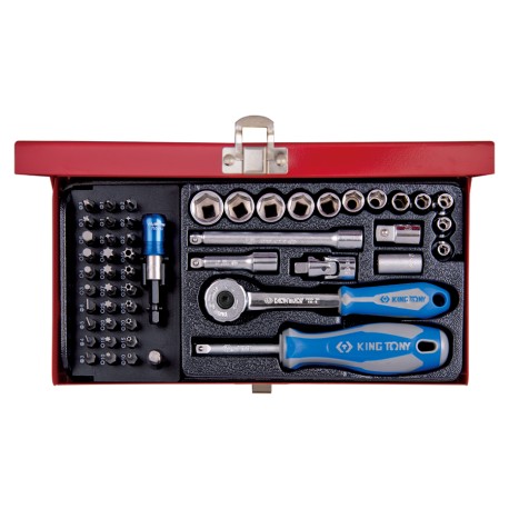 75-RS1  Coffret douilles et accessoires 1/4 et 1/2 - 52 outils