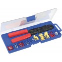 Boîte avec Pince à Sertir et 91 Cosses – Manchons, Cosses Plates et Œil pour Fils Électriques 0,25 à 5 mm²