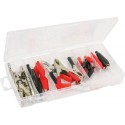 Assortiment de 28 Pinces Crocodiles – Pinces Fines et Larges, Gainées, 25A à 30A, Longueur 35 à 50mm