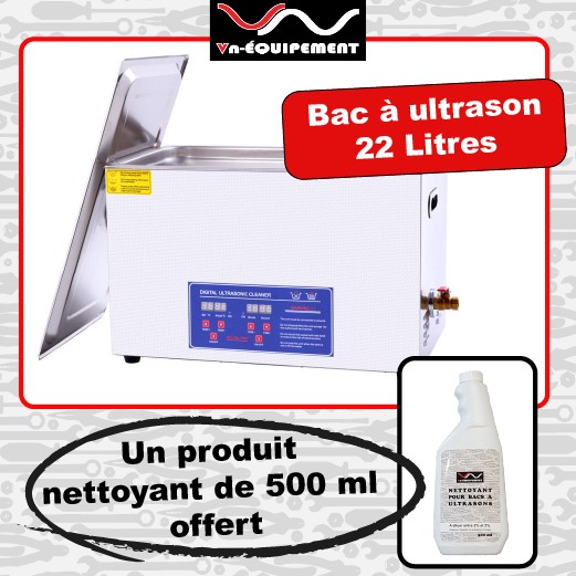 Bac nettoyeur à ultrason 22L numérique - Produit nettoyant 500ml