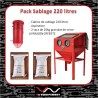Pack cabine de sablage 220L avec aspiration et granulat de verre