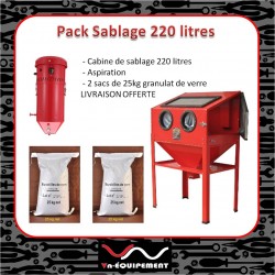 Pack cabine de sablage 220L avec aspiration et microbille de verre