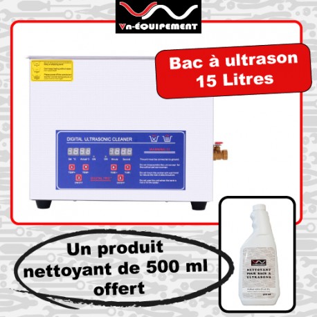 Bac nettoyeur à ultrason 15L numérique - Produit nettoyant 500ml offert -  VN Equipement