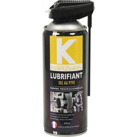 Lubrifiant à sec au PTFE avec tête 2 jets KARZHAN - aérosol 400ml