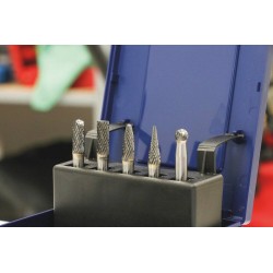 Fraise métallique sur tige 6mm - coffret PVC de 5 pcs
