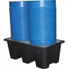 Bac de rétention 220L PE avec caillebotis acier pour 2 fûts - format compact