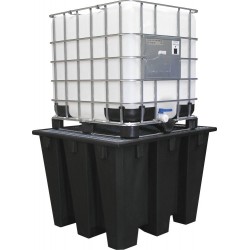 Bac de rétention 1100L PE avec caillebotis acier - format compact pour 1 IBC