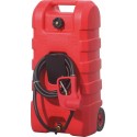 Caddy carburant 57 litres avec pompe manuelle, flexible 3 m et roulettes pour essence, gasoil, kérosène et eau