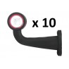 Lot de 10 Feux de gabarit LED 12/24V côté gauche rouge/blanc déporté coudé 175mm