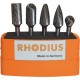 Fraise métallique sur tige 9,6mm - coffret PVC de 5 pcs Rhodius