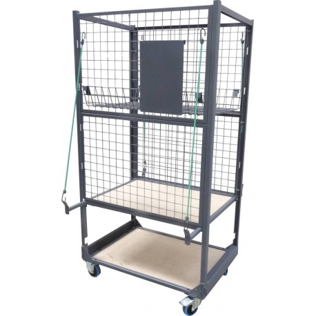 Chariot mobile pour pièces mécaniques ou carrosserie avec grilles latérales 840x1600x1700mm